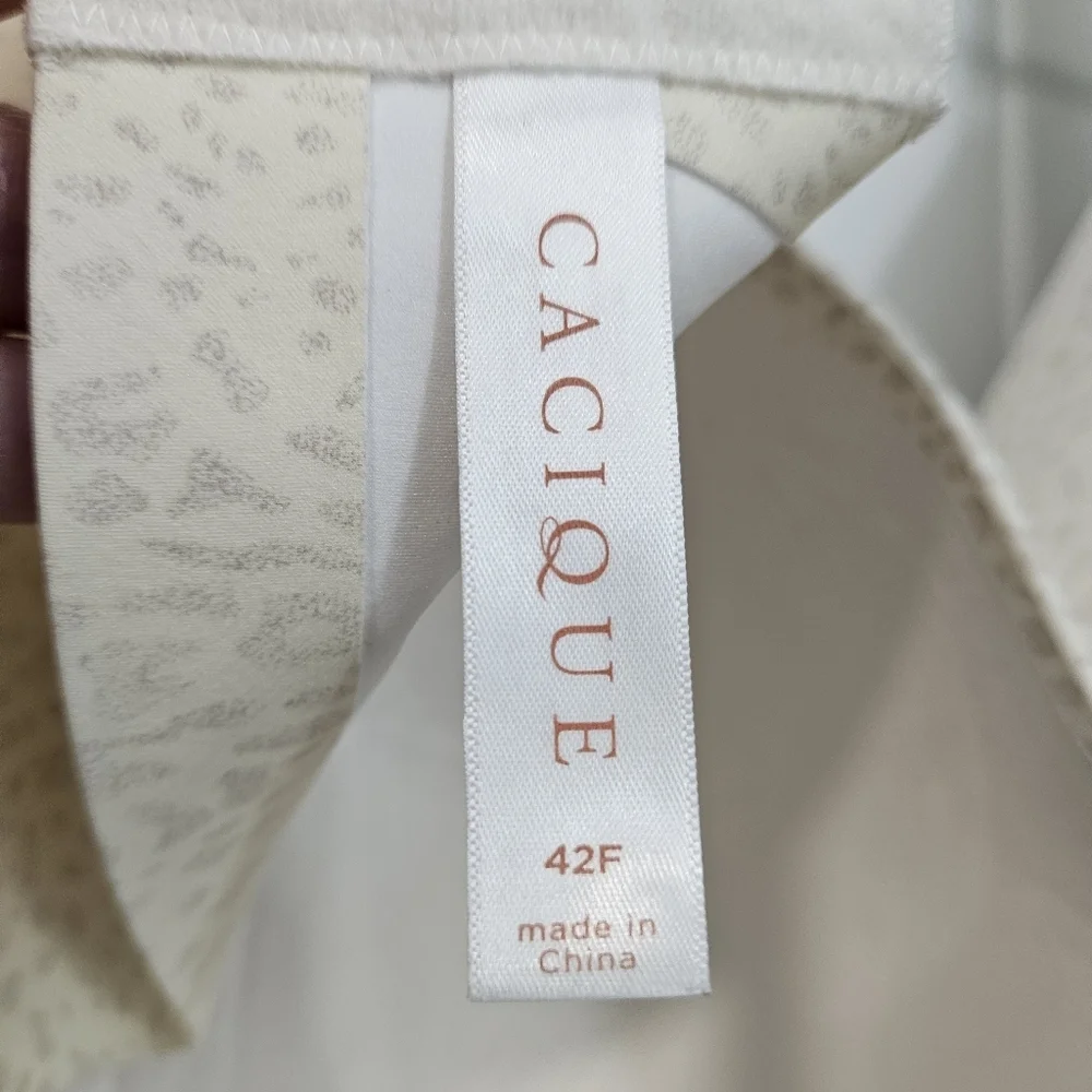 Cacique By Lane Bryant Cream Animal Print Back smoothing Underwire Bra 42F - Picture 7 of 8